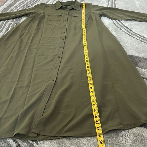 Alfani Olive Green Long Sleeve Button Down Shirt Dress Size 1X - Picture 5 of 11